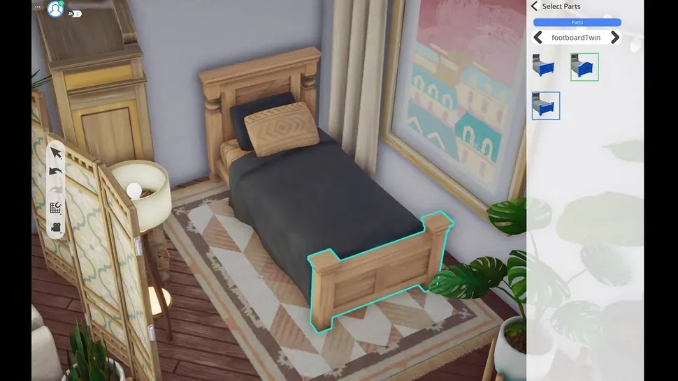 a screenshot of the build mode of the sims 5, showing how you can customize separate sections of furniture items