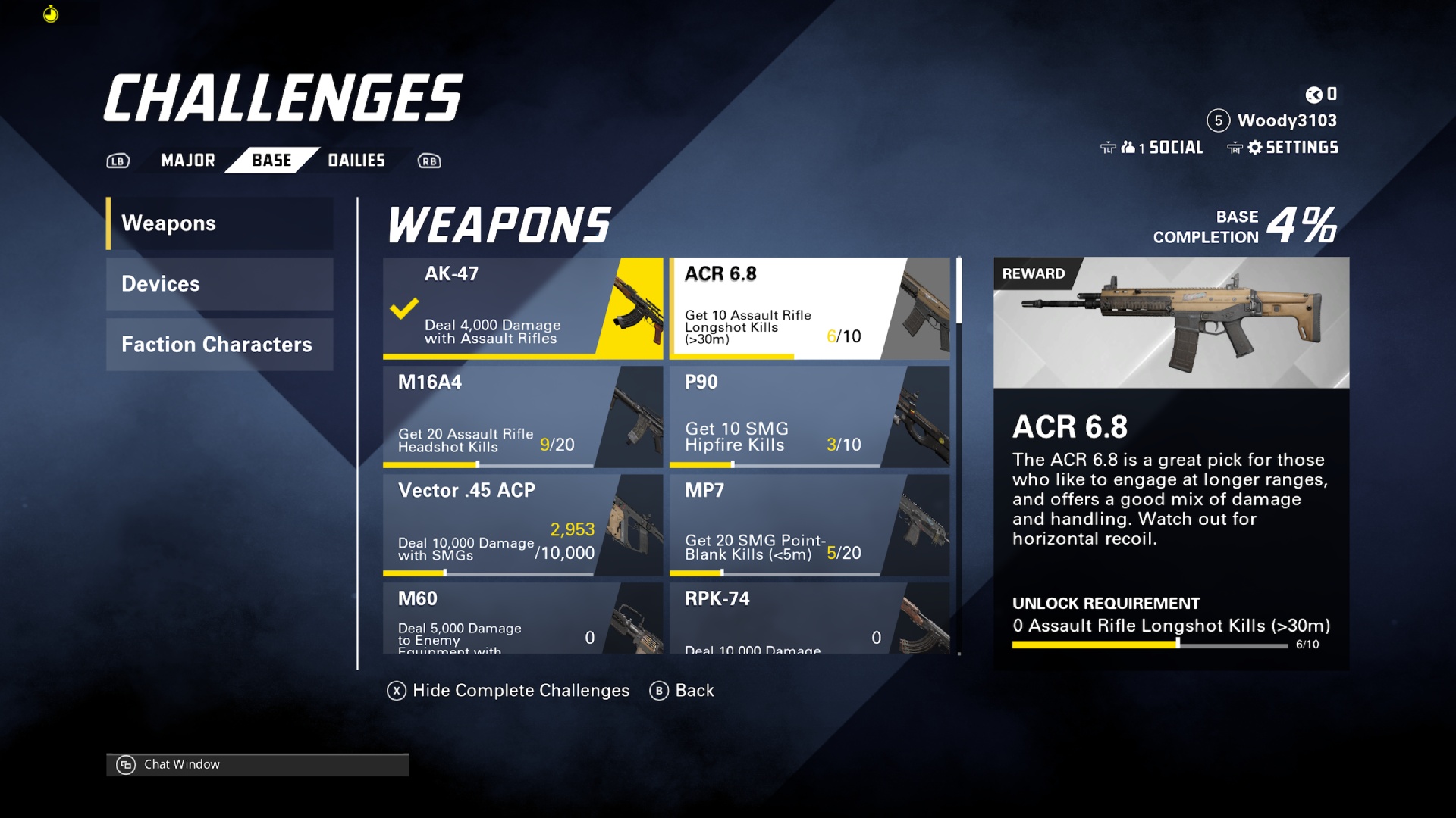The XDefiant ACR weapon challenge