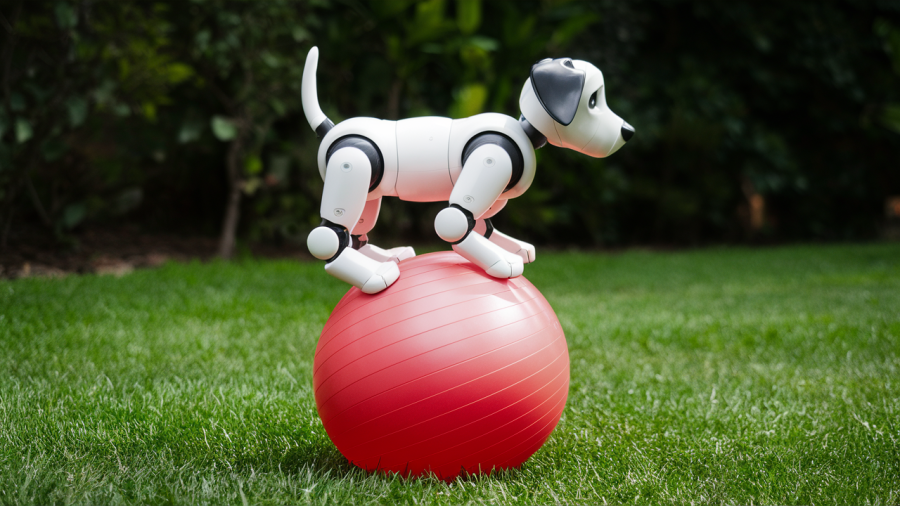 AI trains robot dog to walk on a yoga ball