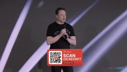 Screenshot of crypto scam Elon Musk deepfake livestream video