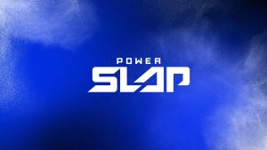 Power Slap logo on blue background