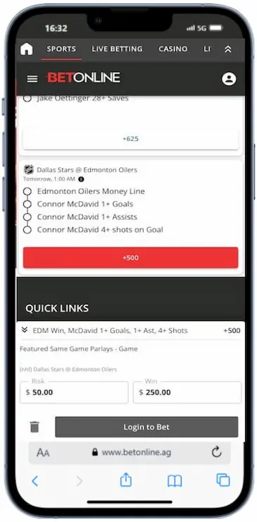Can I Place Same Game Parlay Bets at Betonline?