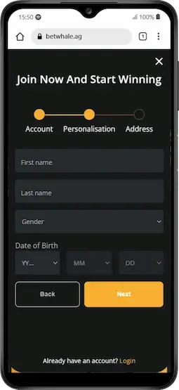 Mississippi Sports Wagering Registration On BetWhale Step 3