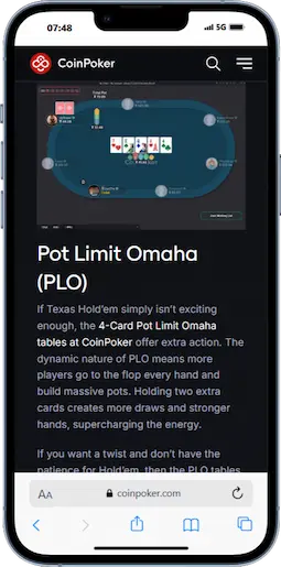 Singapore Online Poker at CoinPoker