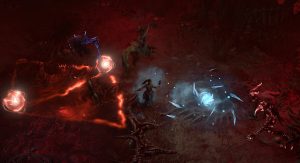 A Diablo IV player casts wards and glyphs of ice and crystals to fight hordes of enemies in Diablo IV's "Infernal Hordes" mode