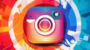 A vibrant and eye-catching illustration of the Instagram logo, featuring a multicolored camera overlaid on a colorful, abstract background. The camera lens is shaped like a smiley face, and the surrounding colors include a mix of warm and cool tones. The overall design is playful, modern, and perfect for capturing attention on social media., illustration, vibrant