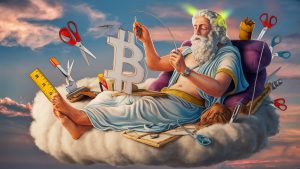 An AI-generated image of God crafting Bitcoin in Infinite Craft