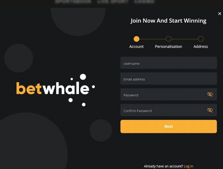 create an account betwhale