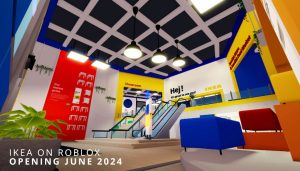 a screenshot of the virtual IKEA lobby built within Roblox