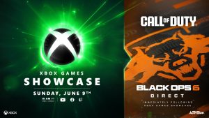 An image advertising the Xbox Games Showcase on June 9 and the Call of Duty Black Ops 6 Direct immediately following.