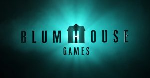 the Blumhouse games logo on a blue-black background