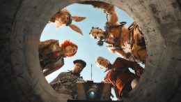 Image from the borderlands movie with the six main characters looking down a hole.