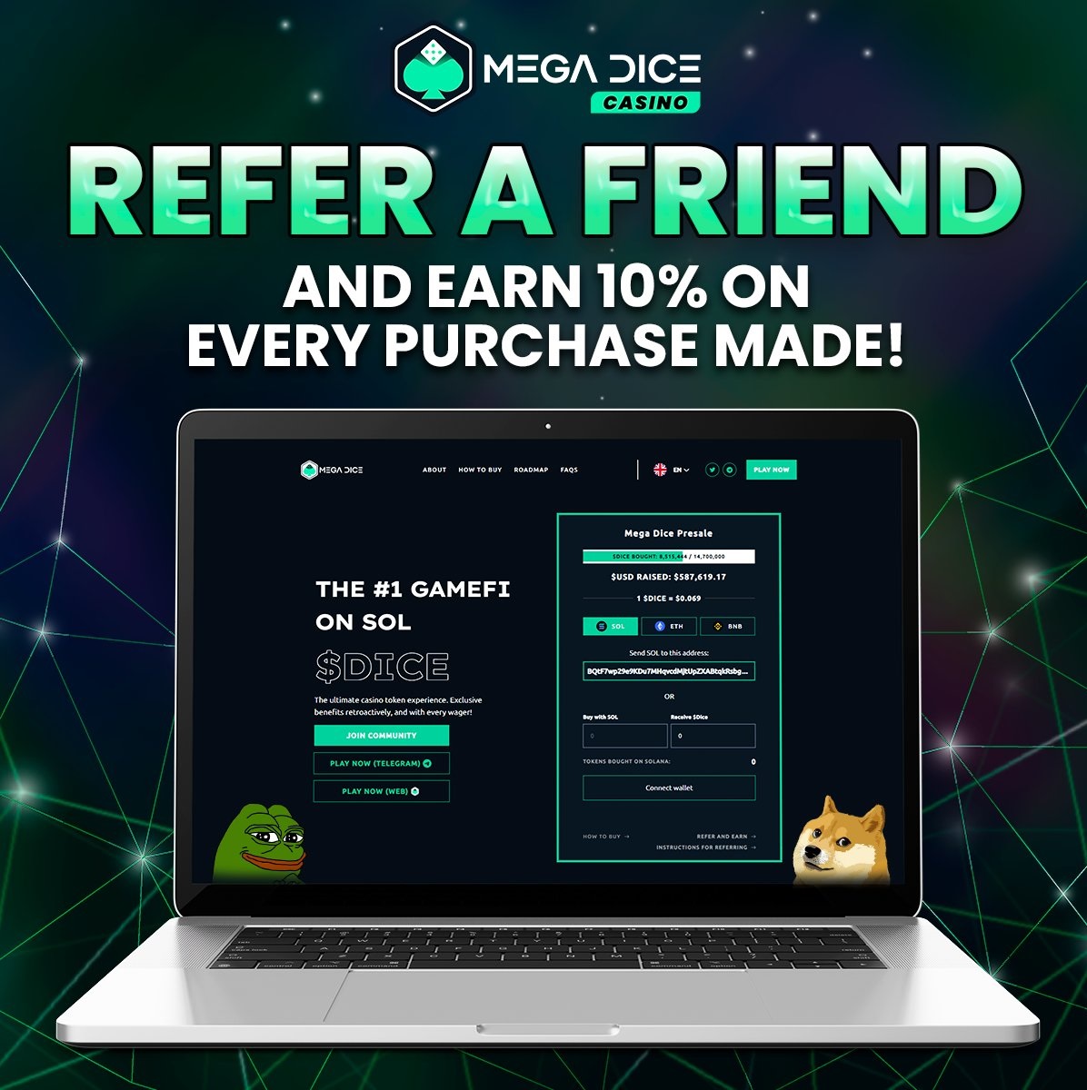 Refer Mega Dice and Earn