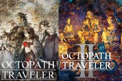 Cover art for Octopath Traveler and Octopath Traveler 2. Both show a collection of characters in a watercolor art style