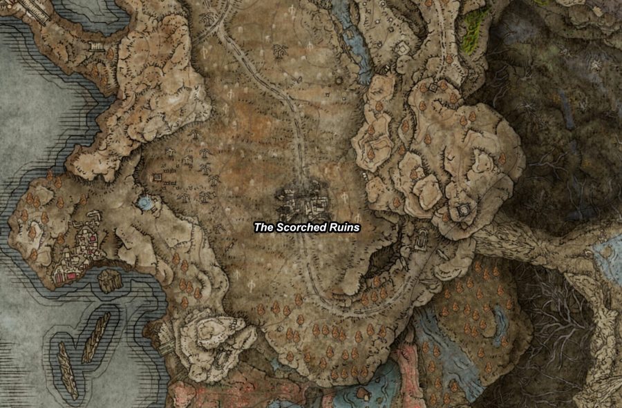 The location of the Scorched Ruins