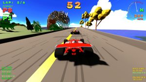 A screenshot from SPGP showing a F1 car racing along the waterfront