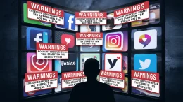 AI image of health warnings on social media networks / US Surgeon General wants health warning labels to be applied to social media