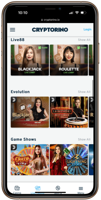 Cryptorino Live Bitcoin Casino