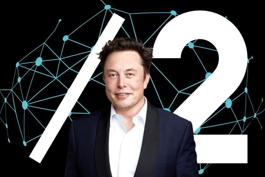 A guide to Grok 2 including how to use, release date, and features. A promotional image featuring a smiling Elon Musk, dressed in a dark suit with an open-collar white shirt. Behind him, there is a large white numeral "2" overlaid with teal-colored network nodes and connecting lines, symbolizing connectivity or network technology. The overall design likely suggests advancements or new features related to the number "2," possibly indicating a second version of a tech product or initiative associated with Elon Musk.