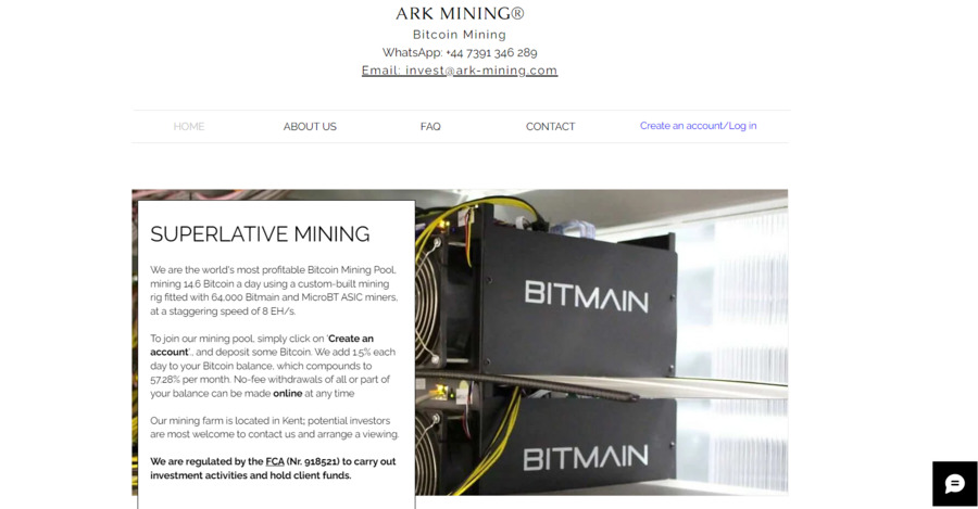 ARK Mining uses high-end systems stored in Kent for high-output mining and offers a $50 welcome reward for newbies.