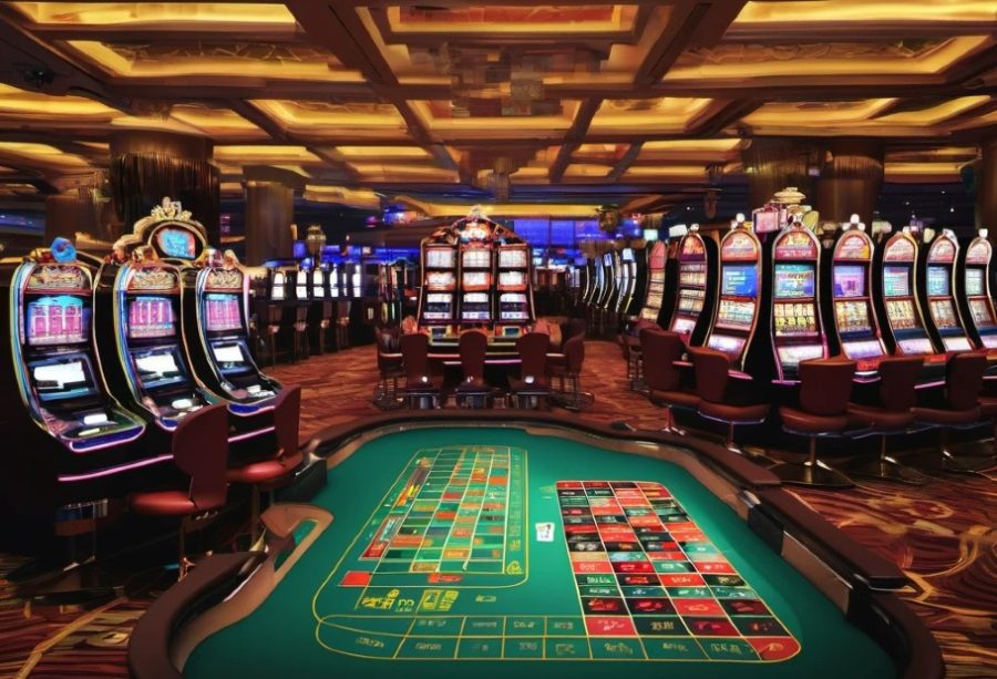 A casino floor showing a host of gambling opportunities