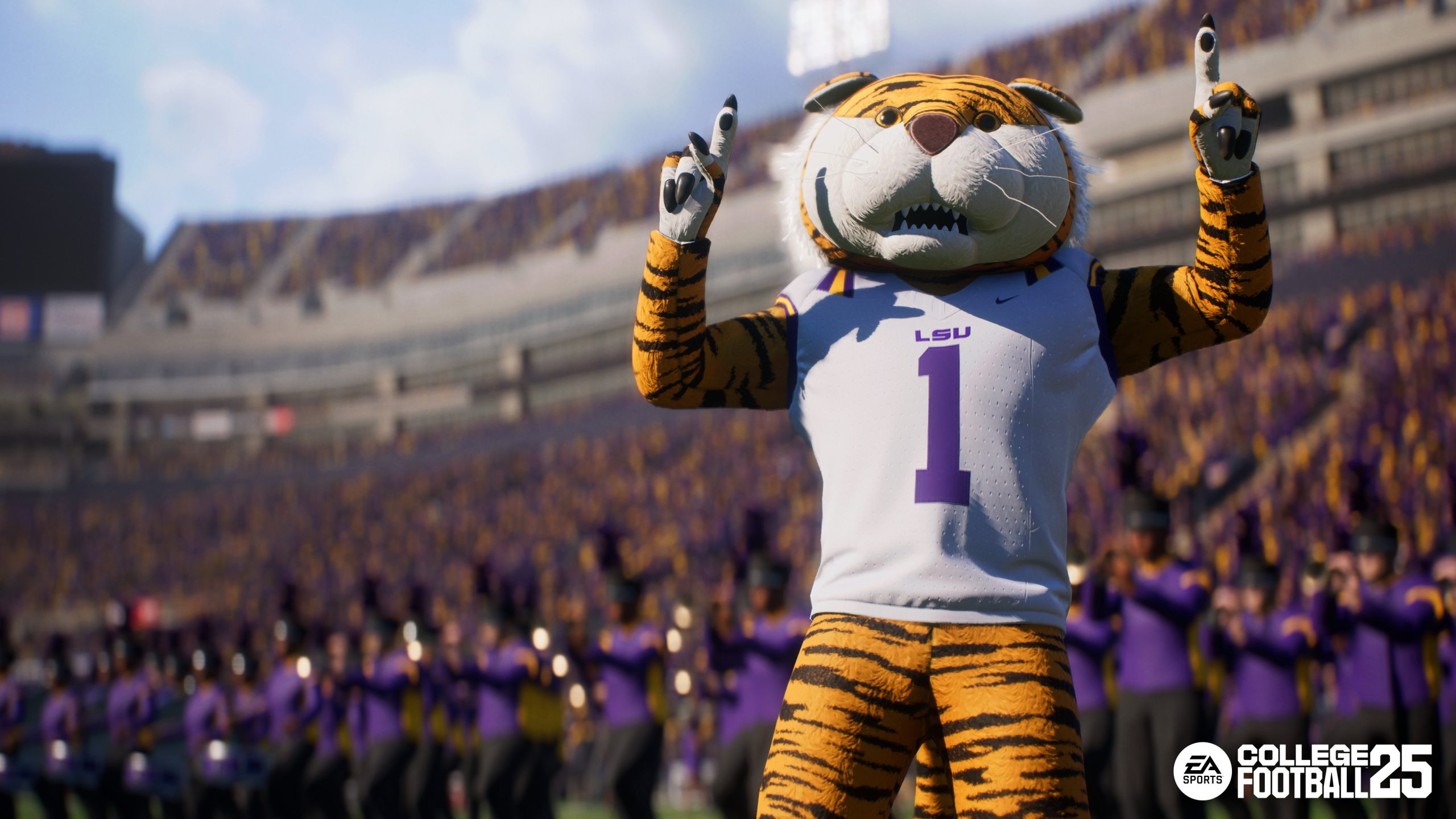 LSU's human costumed mascot Mike the Tiger as he appears in EA Sports College Football 25