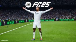 Jude Bellingham spreading his arms in his trademark celebration posture for the cover of EA FC 25