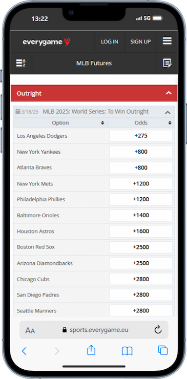 Major League Baseball Betting At Everygame