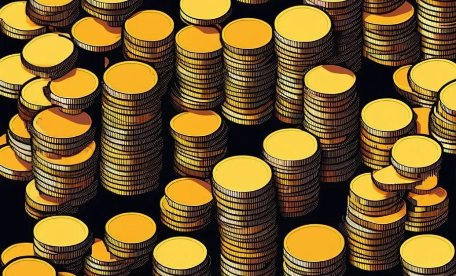 A pile of digital coins reminiscent of online gaming