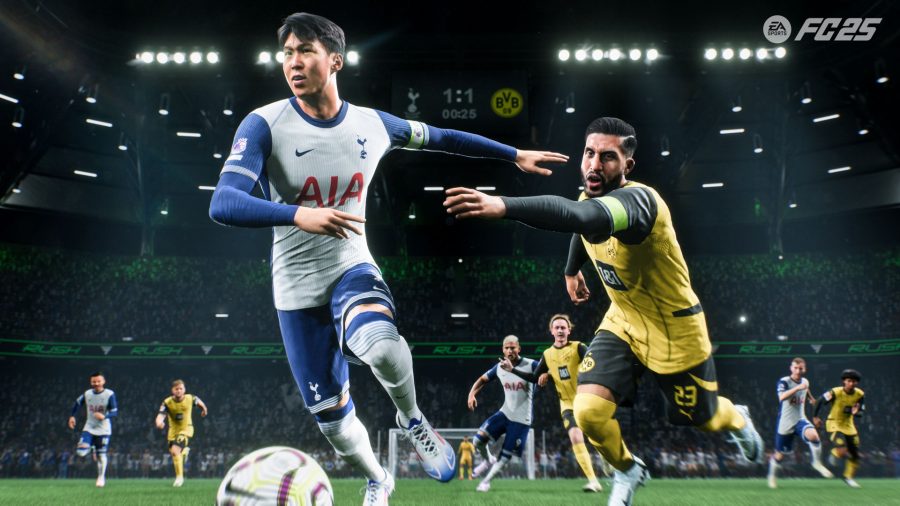 Hyueng-Min Son of Tottenham Hotspur breaks free and drives the ball toward the goal in EA Sports FC 25