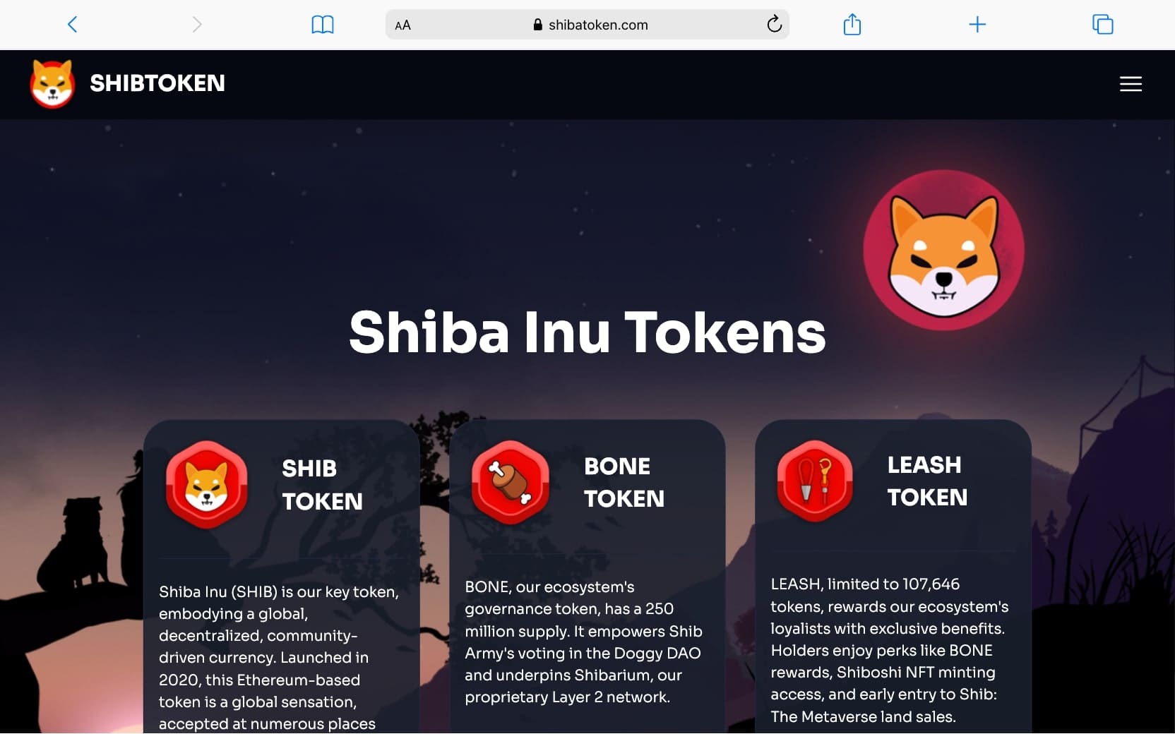 柴犬コインのホームページ - トップ画面