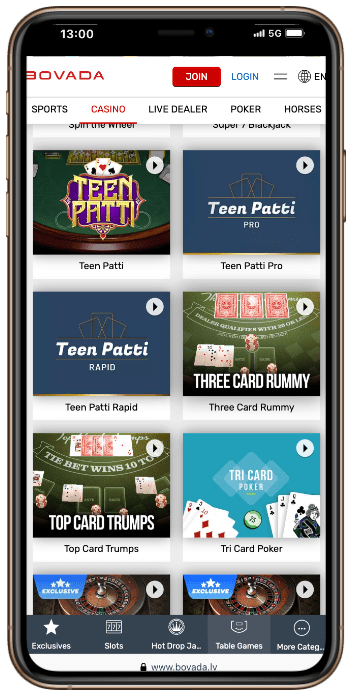 Online Games at Bovada