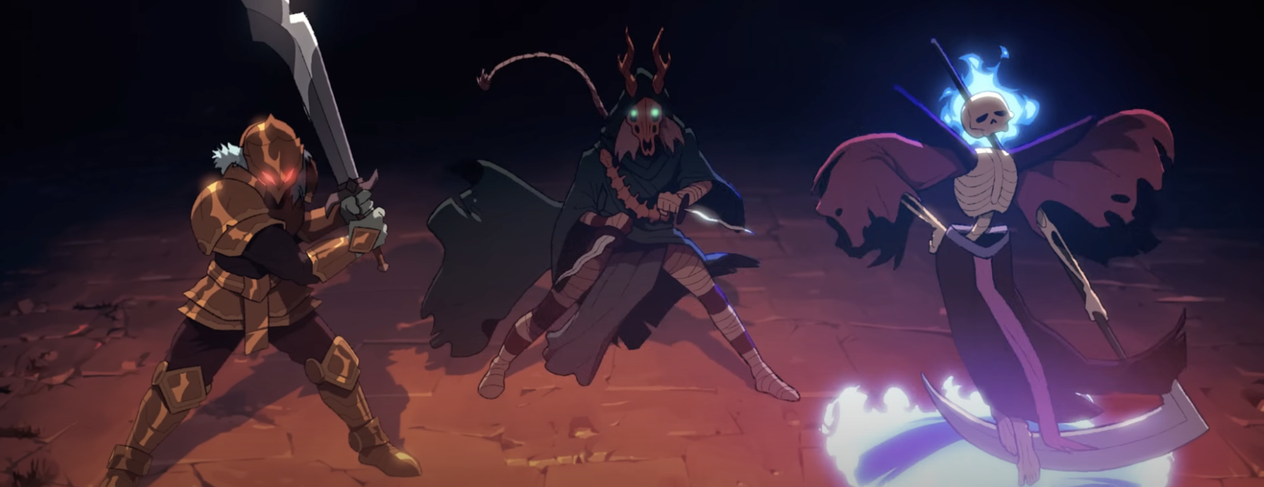 A screenshot from the trailer showing three Slay the Spire 2 characters