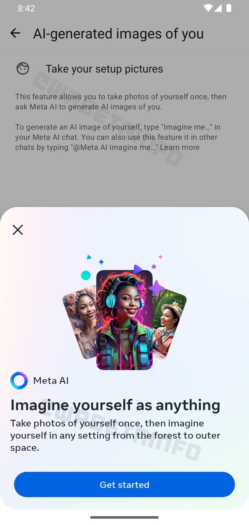 Screenshot of WhatsApp "Imagine Me" feature