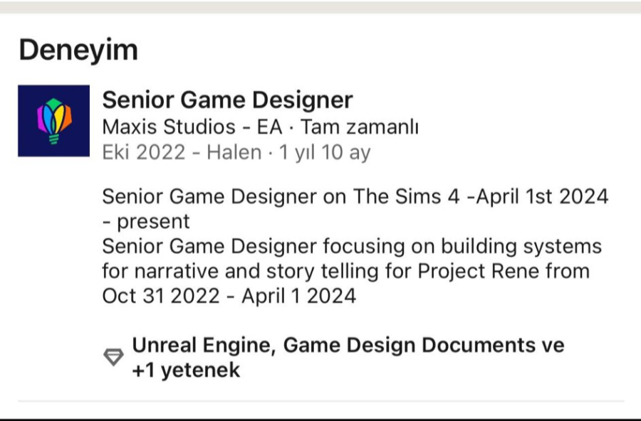 Former Rene dev now working on Sims 4