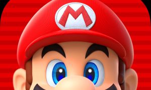 the top of mario's head peeking over the bottom of the screen. his iconic red hat takes up most of the image.