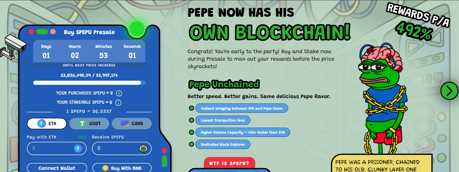 Pepe Unchained Presale Raised Over $3.9 Million
