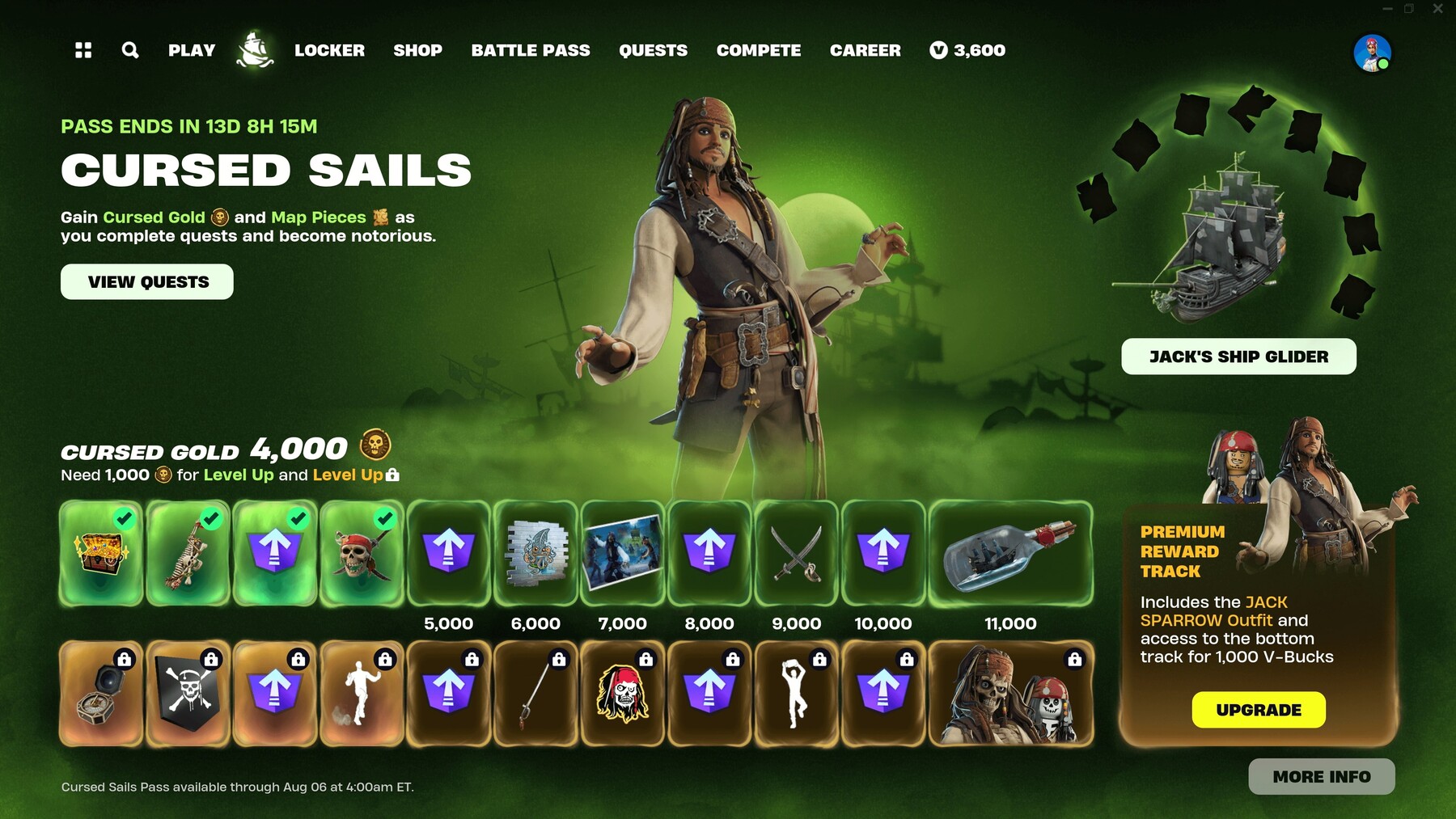 Fortnite Cursed Sails Cómo obtener ambas máscaras de Jack Sparrow