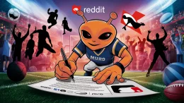 AI imaged depicting Reddit agreement with major sports leagues / Reddit signs partnership program with major sports leagues.
