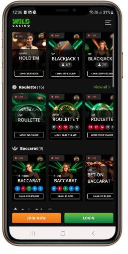 Choose a Live Blackjack Table