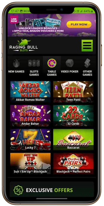 Games Available at Raging Bull