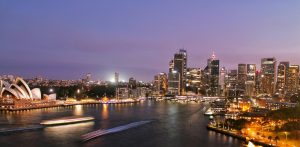 A nigh time scene of Sydney's waterfront