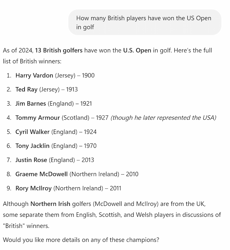 Chat GPT Golf Data Prompt