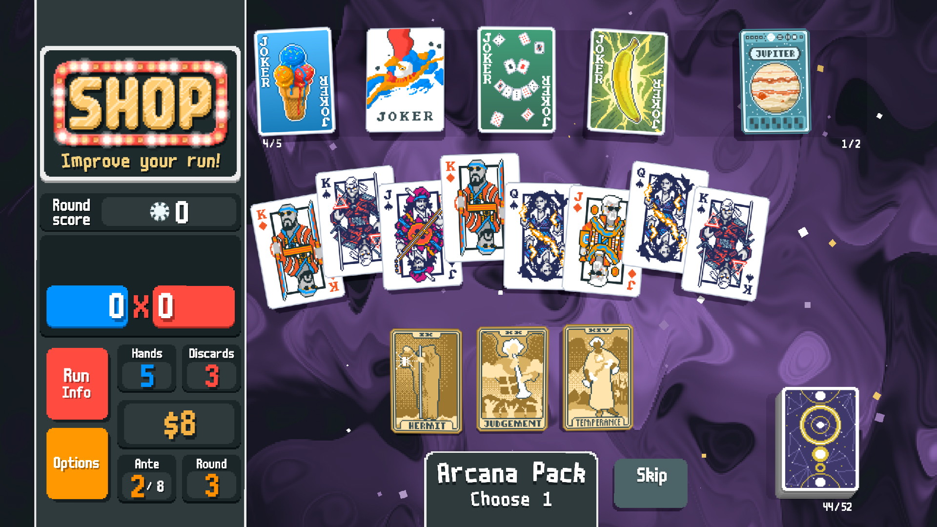 screen showing crossover cards from The Witcher and Dave the Diver in Balatro's 