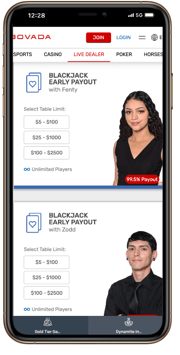 Live Blackjack at Bovada