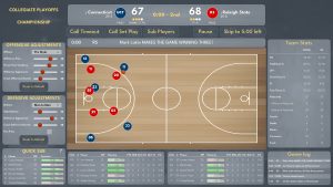 A screen of the court in College Basketball Manager