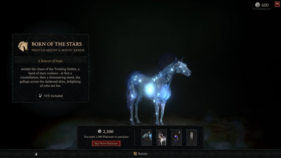 The Celestial Steed in the Born of the Stars bundle Diablo IV