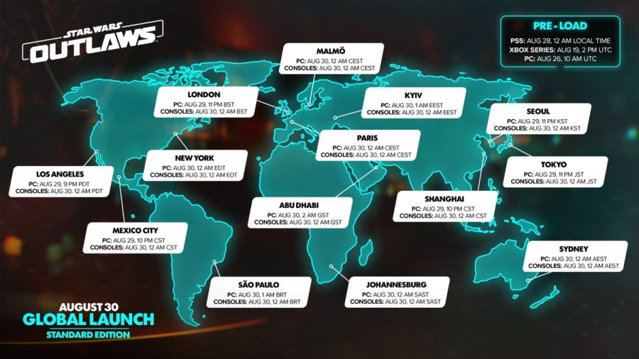 Star Wars Outlaws Global Release times