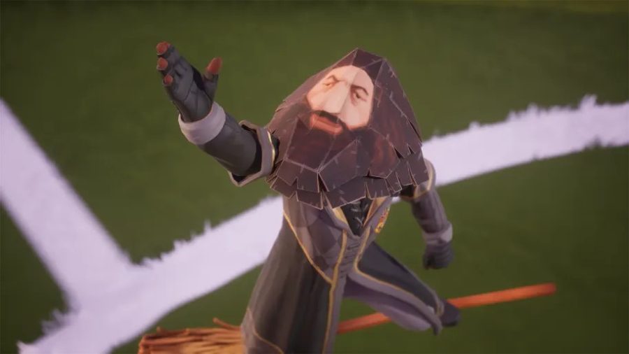 in Harry Potter Quidditch Champions, a player character has put on a paper mask resembling the PS1 Hagrid meme from 2012