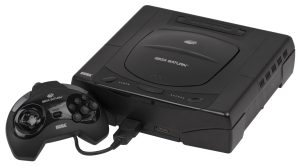 A photo of the North American version of the Sega Saturn.